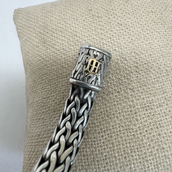 John Hardy Diamond Station 8mm Classic Chain Bracelet .925/18K Gold - Picture 9 of 12